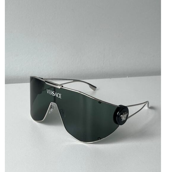 Versace VE2268 Oversized Shield Sunglasses in Silver